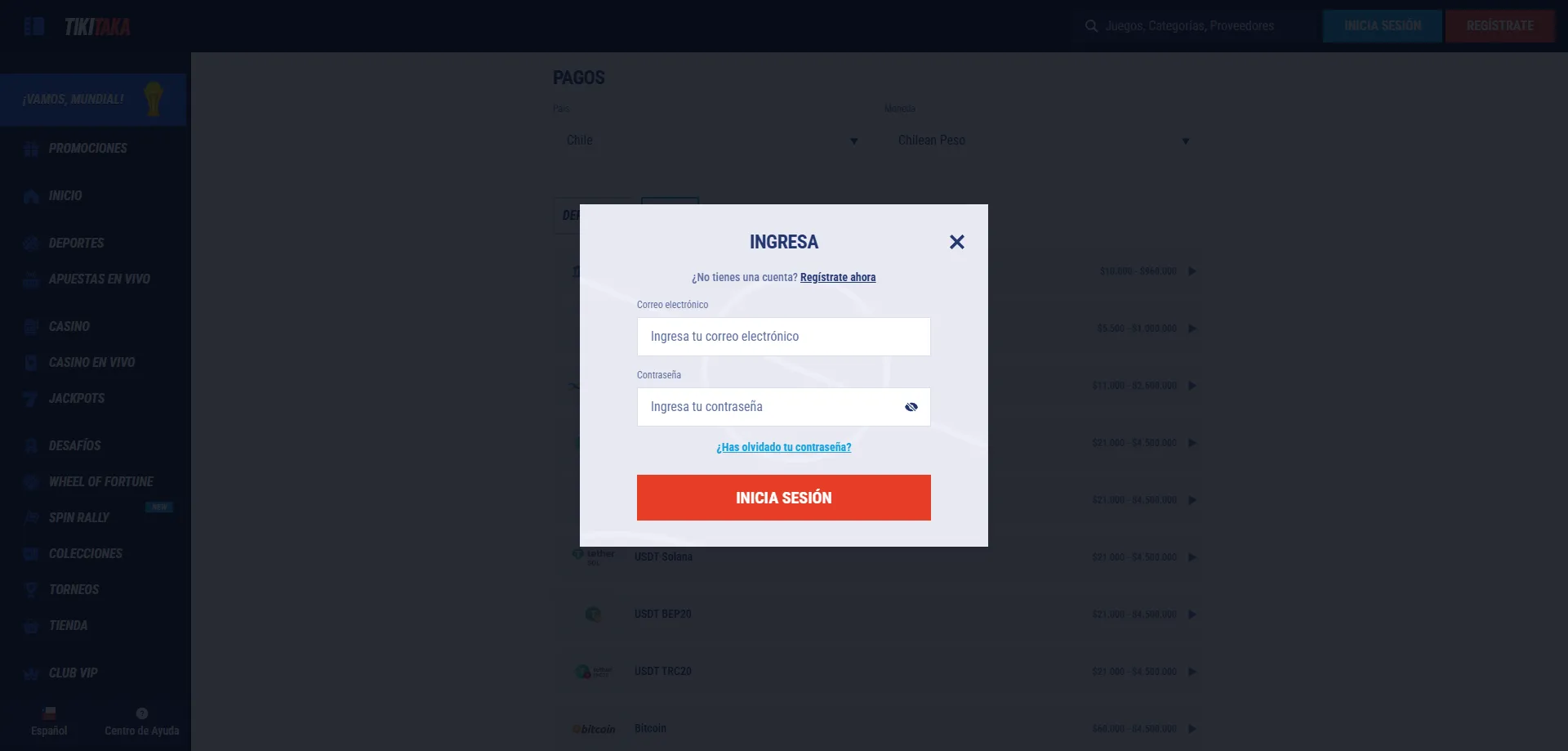 TikiTaka Casino home page